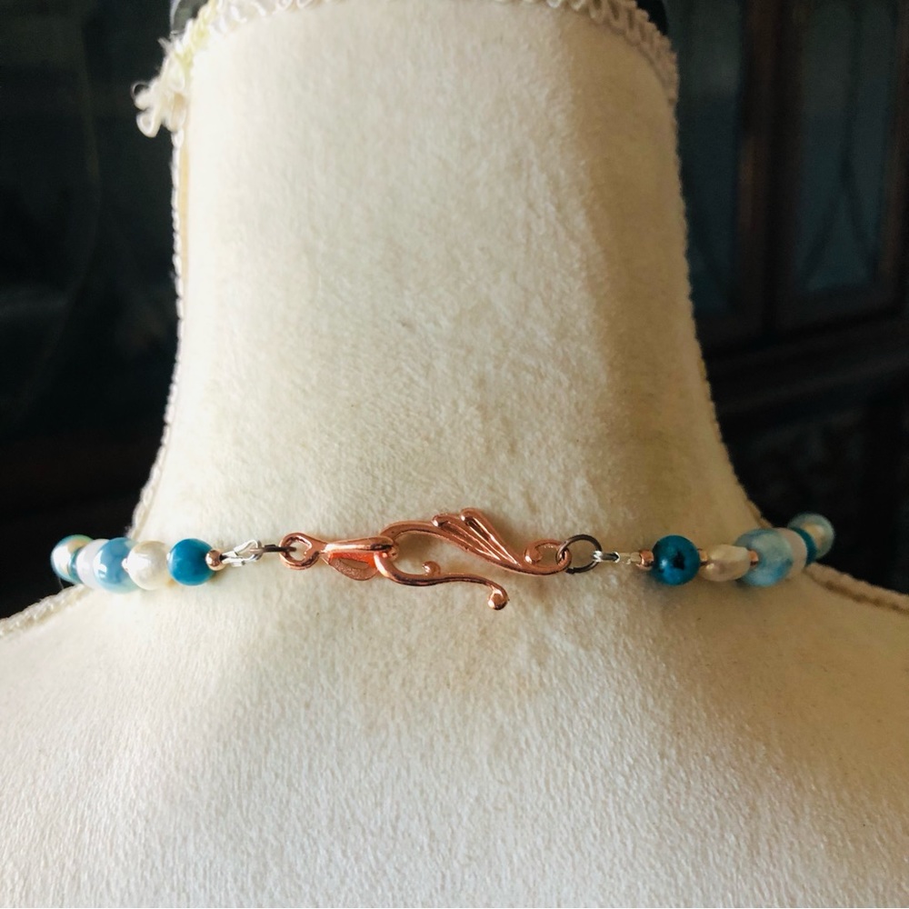 Handcrafted Abalone Shell Dyed Agate Howlite Ston… - image 7